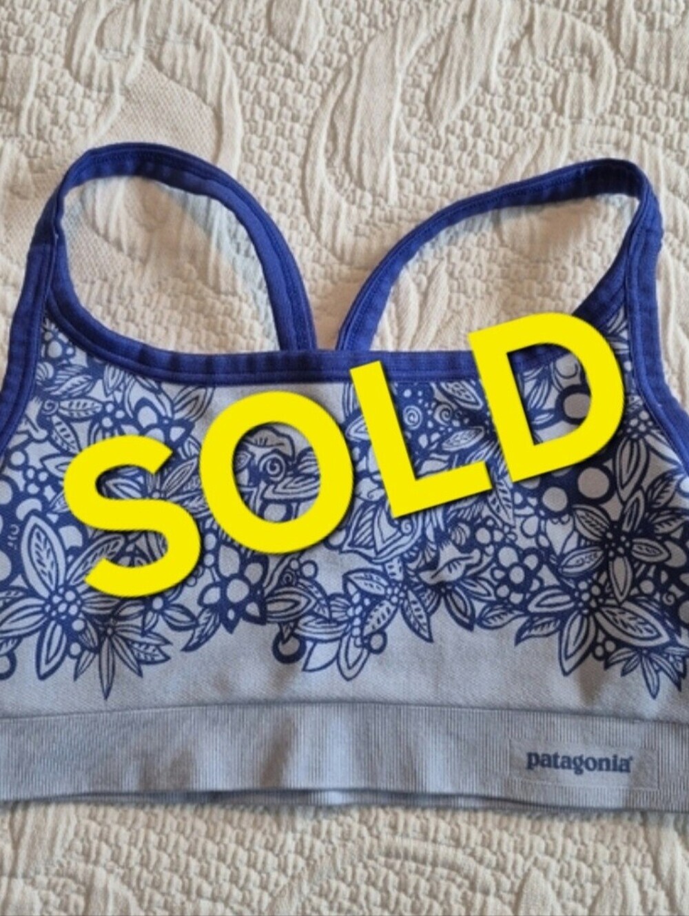 Patagonia women's size small 2 tone blue sports bra padding removed VGUC